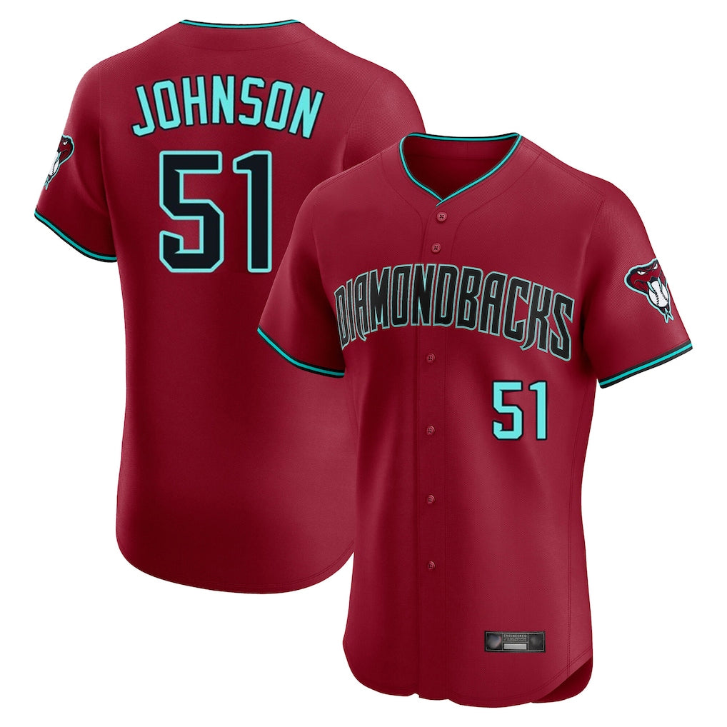 Arizona Diamondbacks #51 Randy Johnson Player Red Fedasgoge Limited Elite Home Game Stitched Jerseys