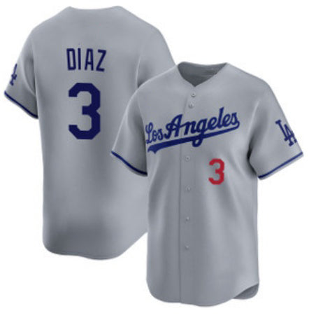 Los Angeles Dodgers #3 Edwin D¨ªaz Grey Fedasgoge Cool Base Stitched Jersey