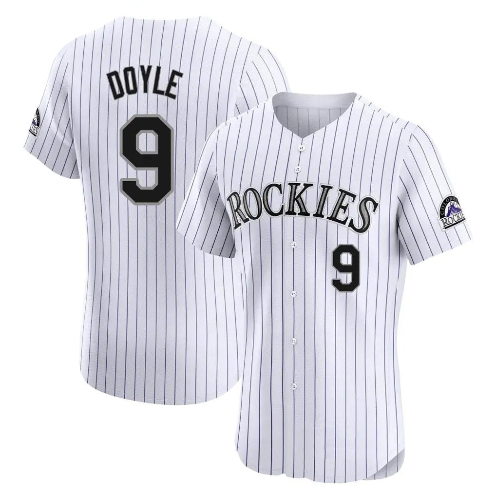 Colorado Rockies #9 Brenton Doyle Player White Fedasgoge Limited Elite Home Stitched Jerseys