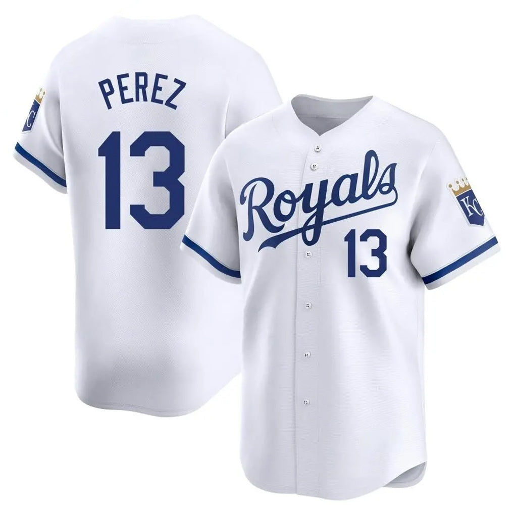 Kansas City Royals #13 Salvador Perez Player White Fedasgoge Alt Limited Home Stitched Jerseys