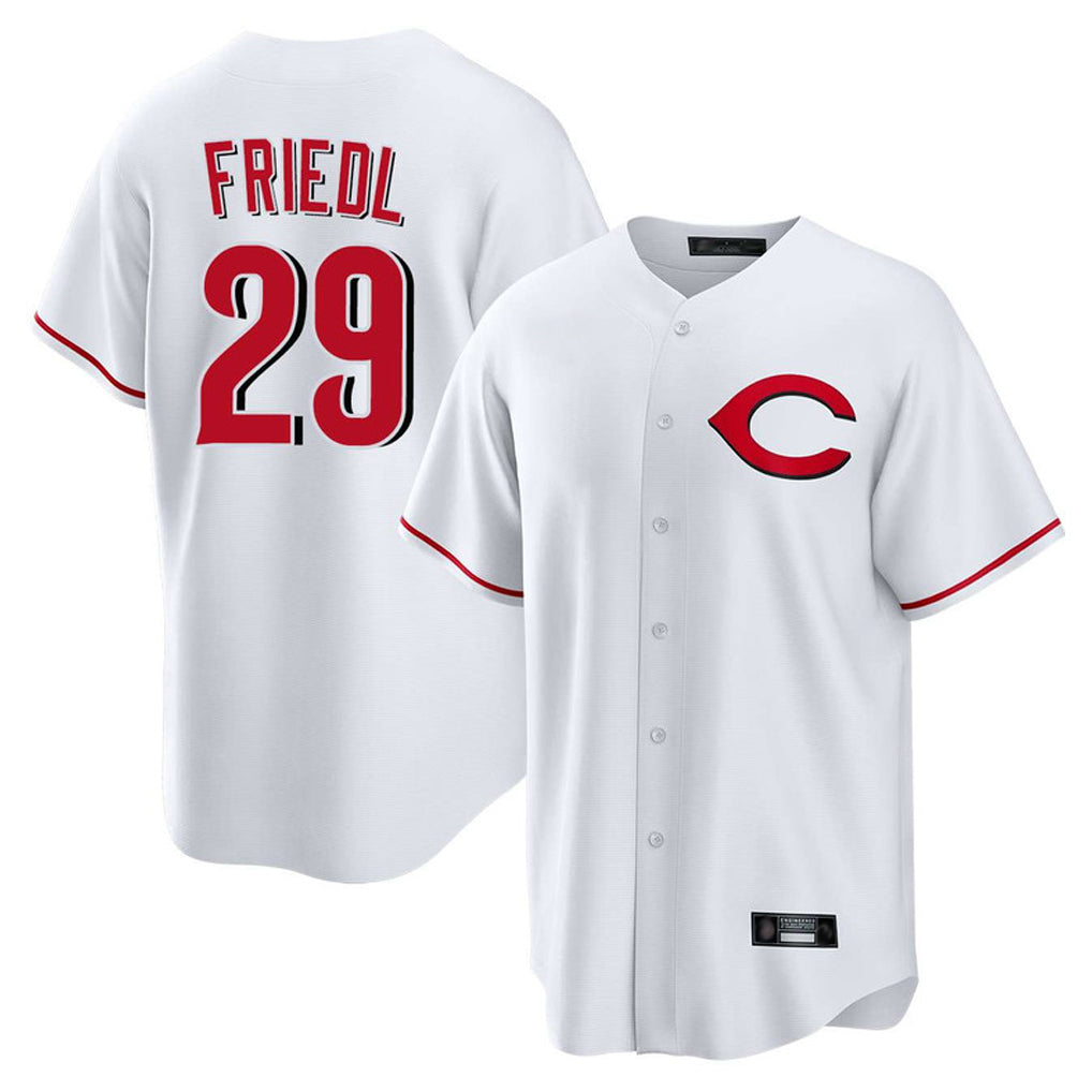 Cincinnati Reds #29 TJ Friedl Player White Fedasgoge Home Game Stitched Jerseys