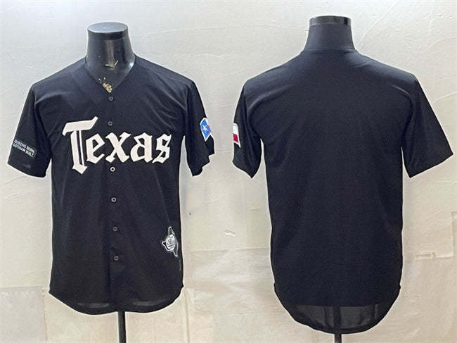 Texas Rangers Blank Black Fedasgoge Gothic Mexico 2025 Vapor Premier Limited Stitched Jersey