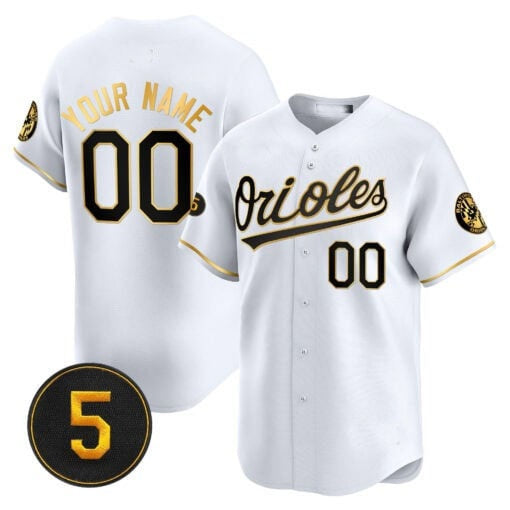Custom Baltimore Orioles Robinson Patch Vapor Premier Limited Jersey ¨C White Gold Fedasgoge