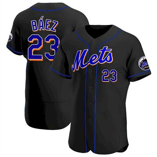 New York Mets #23 Javier Baez Black Fedasgoge Anthentic Jersey
