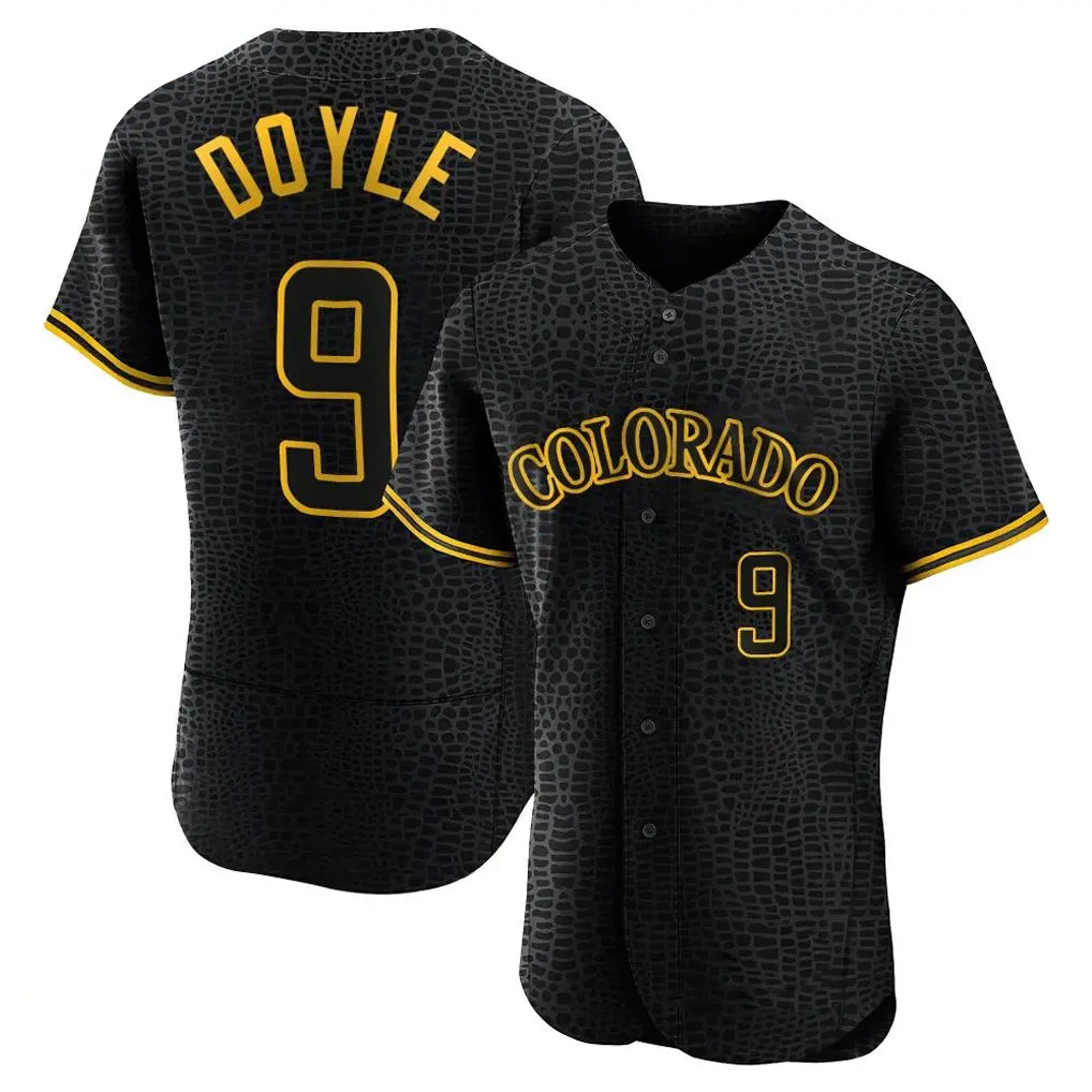 Colorado Rockies #9 Brenton Doyle Player Black Fedasgoge Snake Skin City Limited Elite Home Stitched Jerseys
