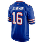 B.Bills #16 Xavier Johnson Royal Fedasgoge Game Jersey
