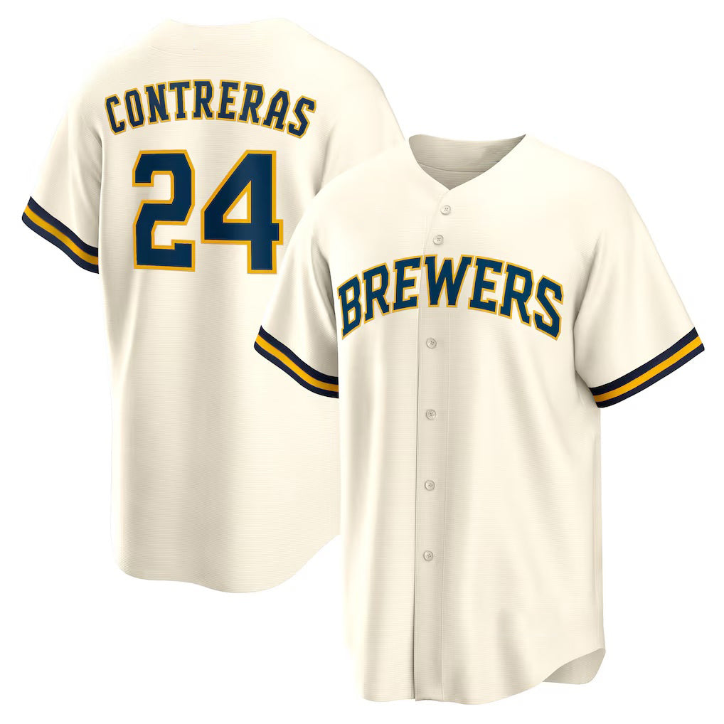 Milwaukee Brewers #24 William Contreras Cream Fedasgoge Home Replica Jersey