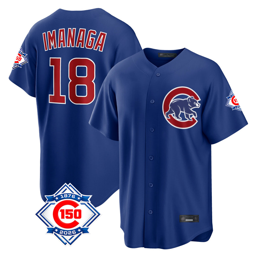 Chicago Cubs #18 Shota Imanaga Player Royal Fedasgoge 150th Anniversary Home Game Stitched Jerseys