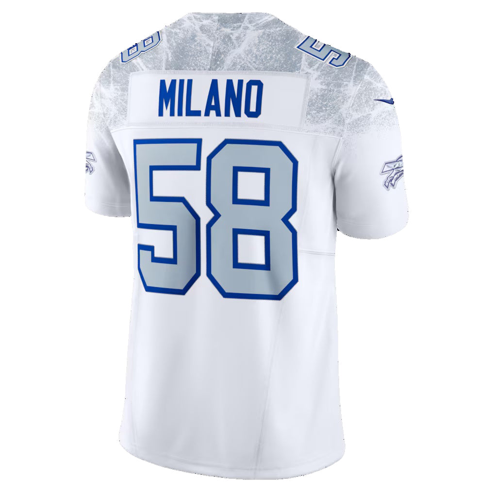 B.Bills #58 Matt Milano White Fedasgoge 2025 Rivalries Collection Limited Jersey