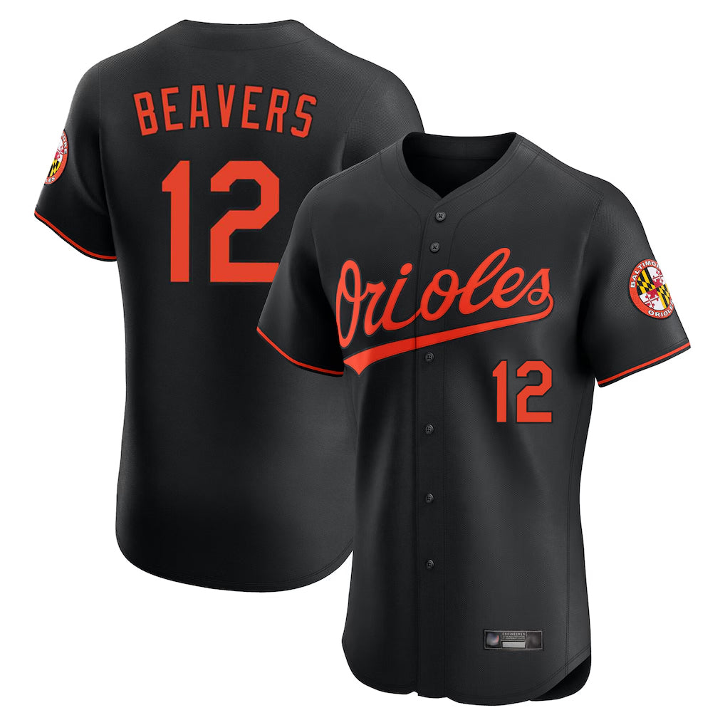 Baltimore Orioles #12 Dylan Beavers Player Black Fedasgoge Limited Elite Home Game Stitched Jerseys