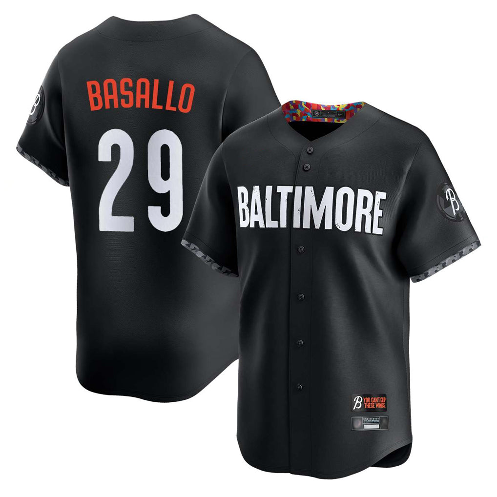 Baltimore Orioles #29 Samuel Basallo Player Black Fedasgoge City Connect Limited Home Game Stitched Jerseys