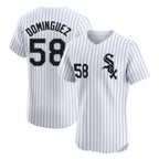 Chicago White Sox #58 Seranthony Dominguez Player White Fedasgoge Stripe Limited Elite Home Stitched Jerseys