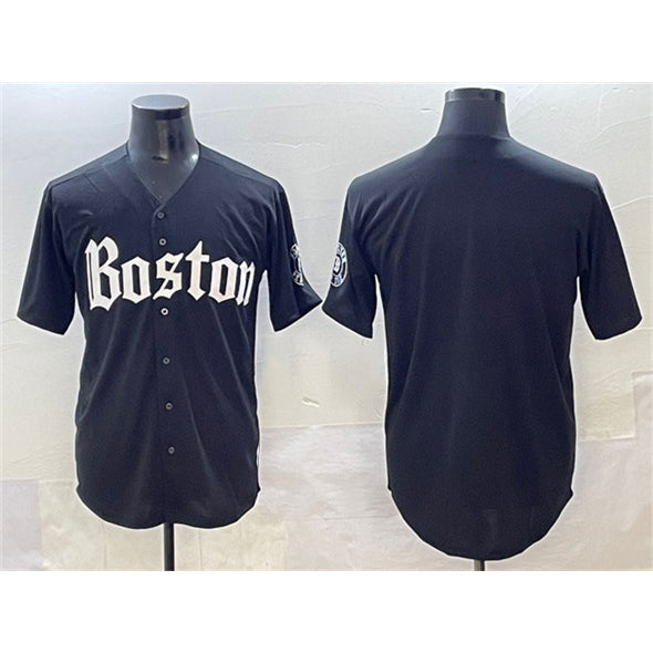 Boston Red Sox Blank Black Fedasgoge Gothic Vapor Limited Stitched Jersey