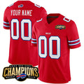 Custom B.Bills Active Player Red Fedasgoge 2023 F.U.S.E. AFC East Champions Ptach Stitched Jersey