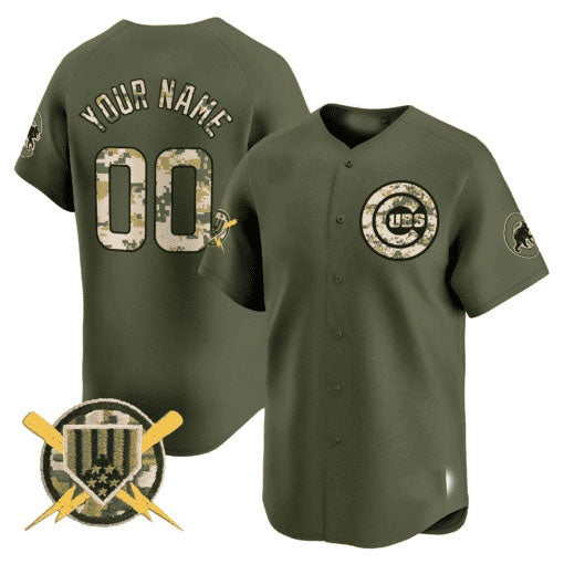 Custom Chicago Cubs Armed Forces Day Vapor Premier Limited Jersey ¨C All Stitched-Green Fedasgoge