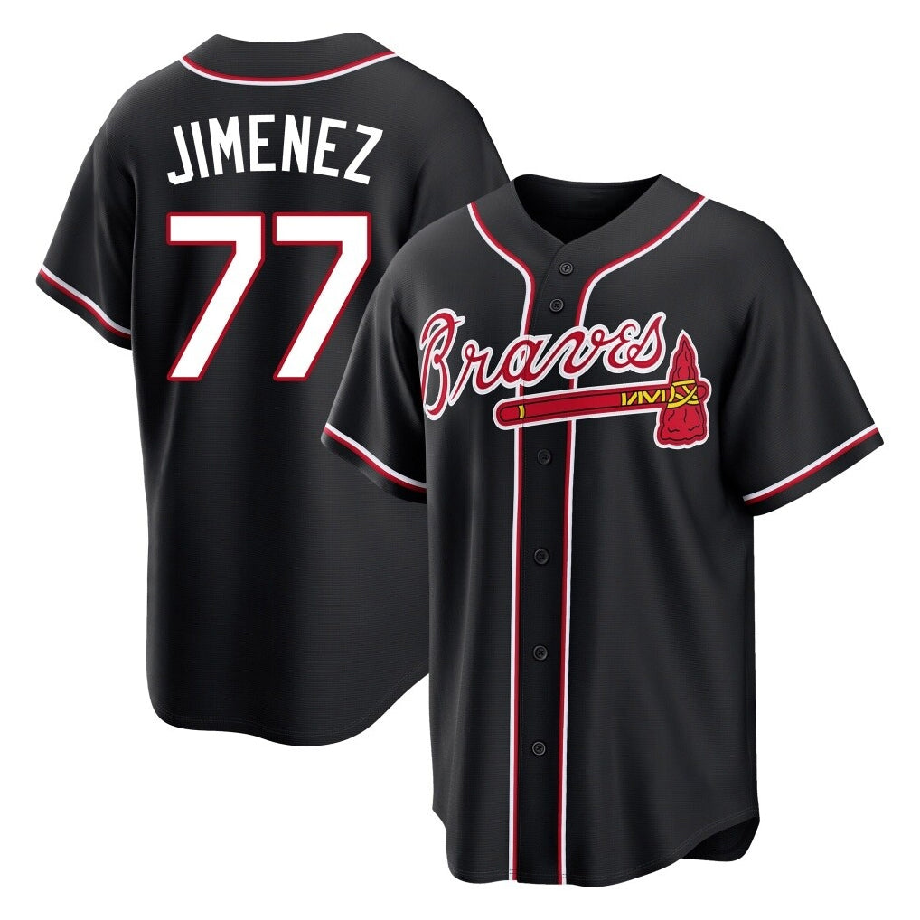 Atlanta Braves #77 Joe Jimenez Player Black Fedasgoge Fashion Out Game Stitched Jerseys