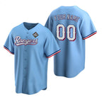 Custom Texas Rangers Active Player Blue Fedasgoge 2023 World Series Stitched Jersey