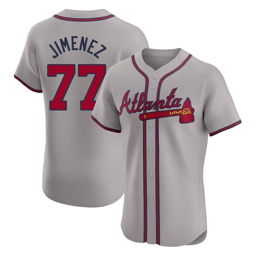 Atlanta Braves #77 Joe Jimenez Player Gray Fedasgoge Limited Elite Home Game Stitched Jerseys