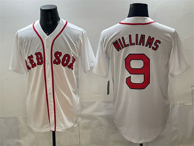 Boston Red Sox #9 Ted Williams White Fedasgoge Cool Base Stitched Jersey