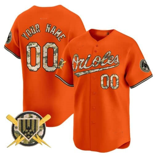Custom Baltimore Orioles Armed Forces Day Vapor Premier Limited Jersey ¨C Orange Fedasgoge
