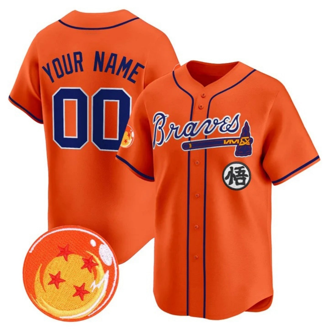 Custom Atlanta Braves x Dragon Ball Orange Fedasgoge Vapor Premier Limited Jersey - All Stitched