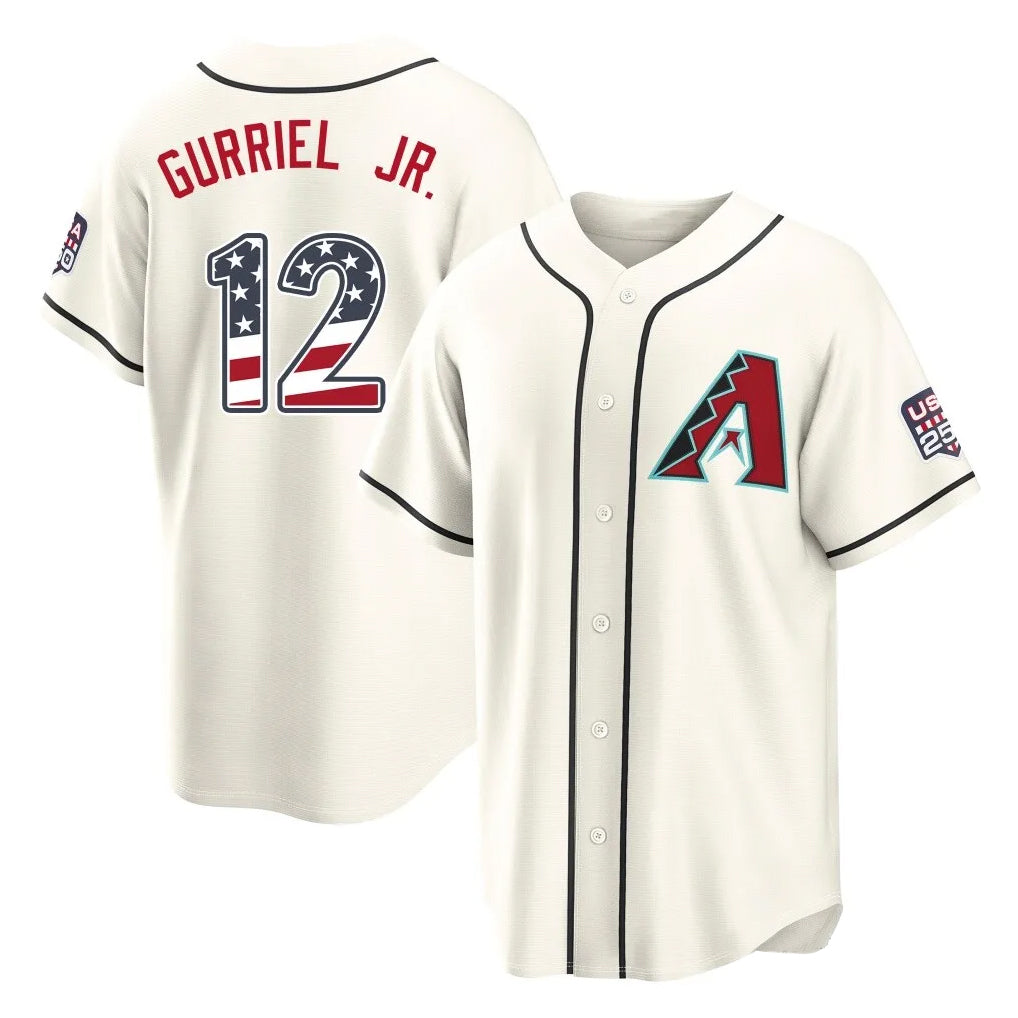 Arizona Diamondbacks #12 Lourdes Gurriel Jr Player Cream Fedasgoge USA 250 Fourth of July Home Game Stitched Jerseys