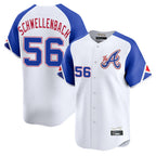 Atlanta Braves #56 Spencer Schwellenbach Player White Fedasgoge City Connect Limited Home Game Stitched Jerseys