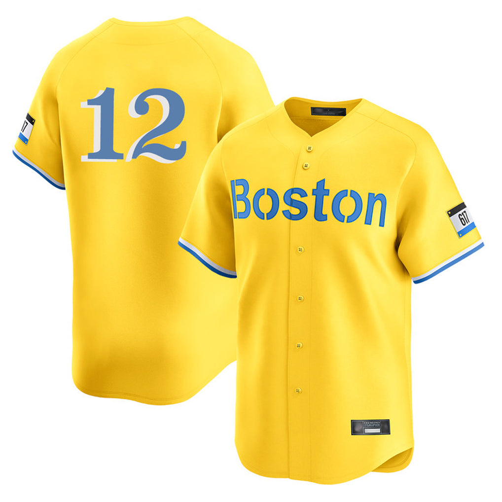 Boston Red Sox #12 Connor Wong Player Yellow Fedasgoge Limited Home Game Stitched Jerseys1