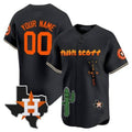 Custom Houston Astros Cactus Jack Patch Vapor Premier Limited Jersey V9 ¨C Black Fedasgoge