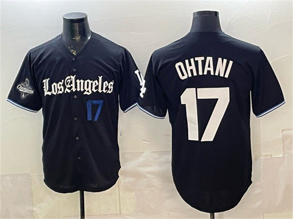 Los Angeles Dodgers #17 Shohei Ohtani Black Fedasgoge 2025 World Series Champions Patch 'Gothic Edition' Vapor Premier Limited Stitched Jersey