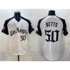 Los Angeles Dodgers #50 Mookie Betts White Black Fedasgoge Mexico 2025 LA Gothic Style With Fernando Patch Vapor Premier Limited Stitched Jersey