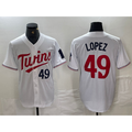 Minnesota Twins #49 Pablo Lopez Number White Fedasgoge Stitched Cool Base Jersey