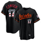 Baltimore Orioles #17 Colton Cowser Player Black Fedasgoge USA 250 Fourth of July Home Game Stitched Jerseys