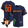 Custom Houston Astros Cactus Jack Patch Vapor Premier Limited Jersey V9 ¨C Navy Fedasgoge