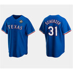Texas Rangers #31 Max Scherzer Royal Fedasgoge 2023 World Series Stitched Jersey