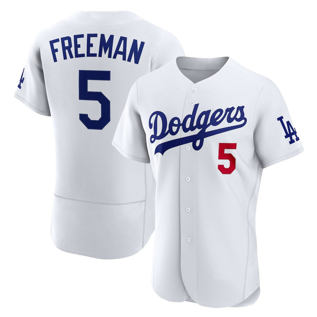Los Angeles Dodgers #5 Freddie Freeman White Fedasgoge Home Authentic Jersey