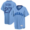 Chicago Cubs #27 Seiya Suzuki Player Blue Fedasgoge T-shirt Cooperstown Collection Limited Stitched Jerseys
