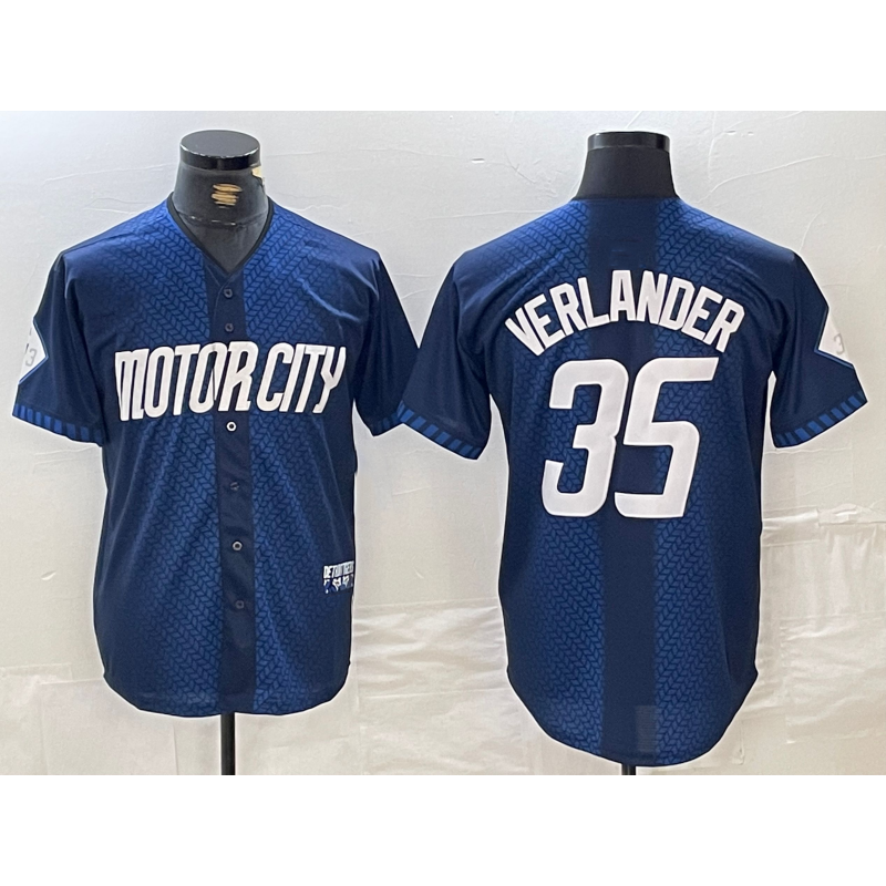 Detroit Tigers #35 Justin Verlander Navy Fedasgoge 2024 City Connect Cool Base Limited Stitched Jersey