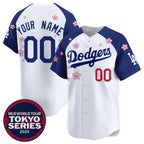 Custom Los Angeles Dodgers Active Player White Royal Fedasgoge 2025 Tokyo Series Limited Stitched Jersey
