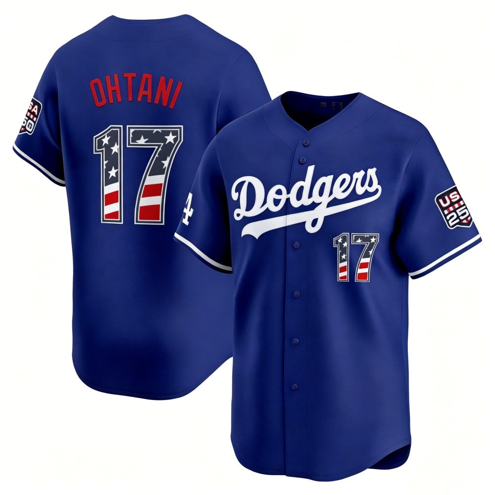 Los Angeles Dodgers #17 Shohei Ohtani Royal Fedasgoge USA 250 Fourth of July Limited Stitched Jersey