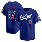 Los Angeles Dodgers #17 Shohei Ohtani Royal Fedasgoge USA 250 Fourth of July Limited Stitched Jersey
