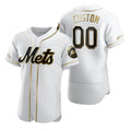 Custom New York Mets White Fedasgoge Stitched Flex Base Golden Edition Jersey
