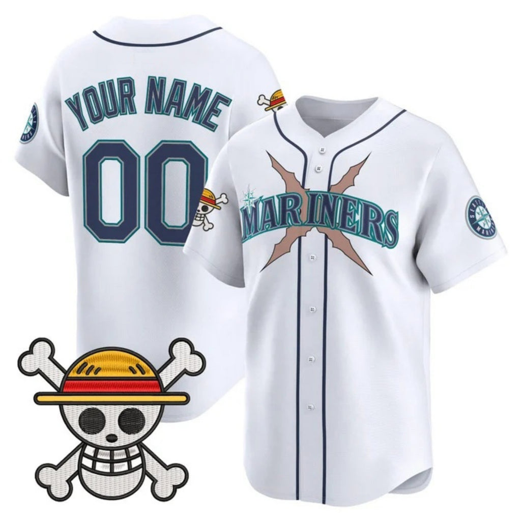 Custom Seattle Mariners x One Piece White Fedasgoge Vapor Premier Limited Jersey - Stitched