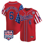 Baltimore Orioles #6 Ryan Mountcastle Player Red Fedasgoge USA 250 Independence Day Vapor Premier Limited Home Game Stitched Jerseys
