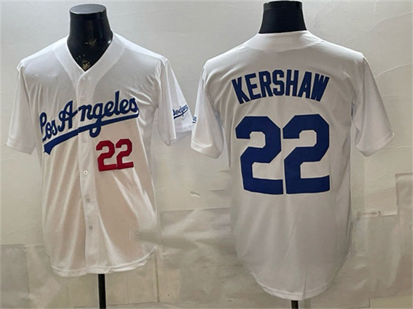 Los Angeles Dodgers #22 Clayton Kershaw White Fedasgoge Alternate Stadium Stitched Jersey
