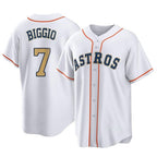 Houston Astros #7 Craig Biggio Player Gold Fedasgoge Collection Game Home Stitched Jerseys