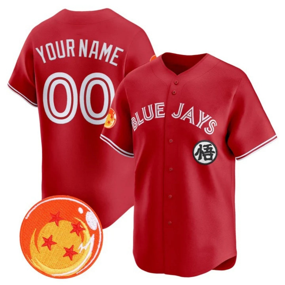 Custom Toronto Blue Jays x Dragon Ball Red Fedasgoge Vapor Premier Limited Jersey - All Stitched