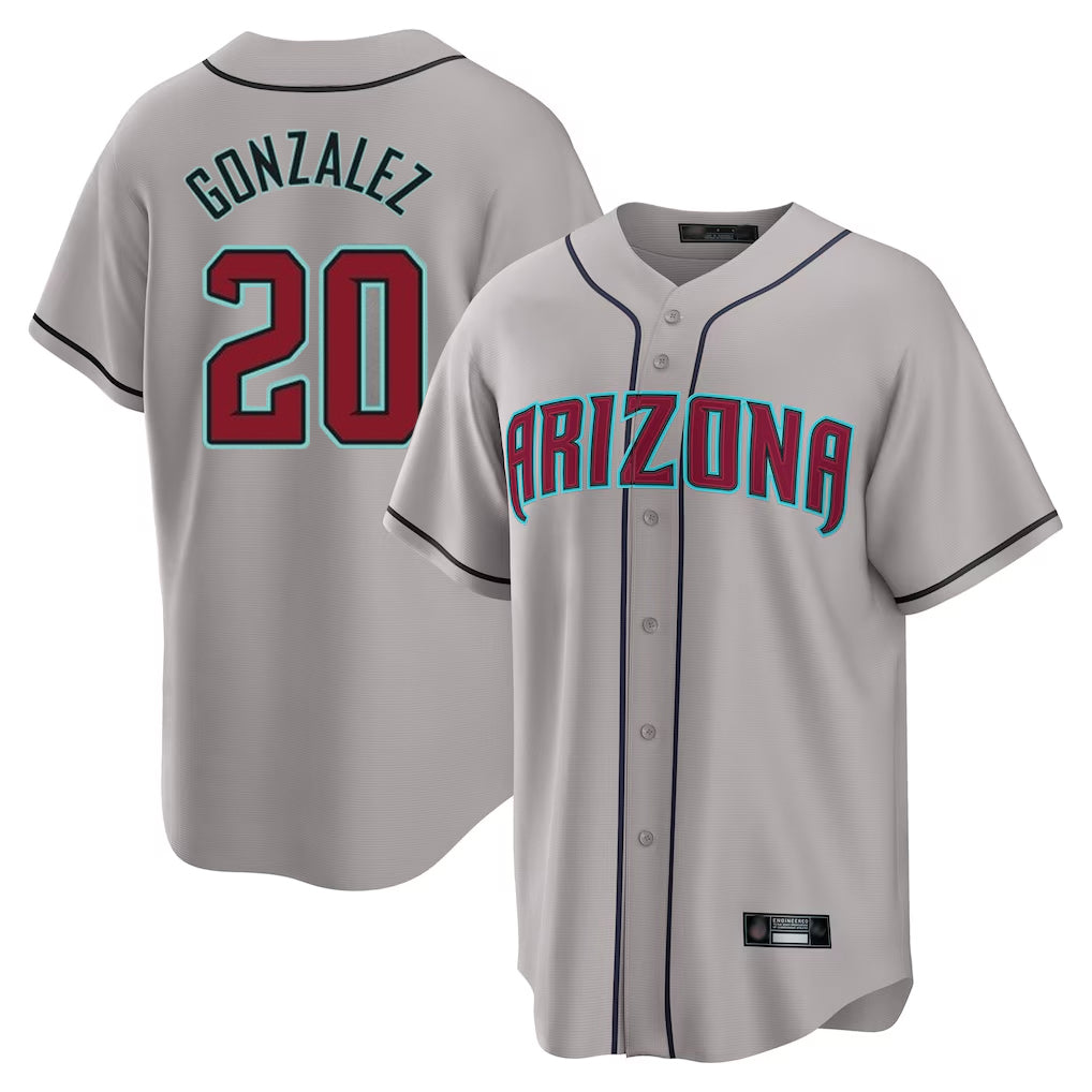 Arizona Diamondbacks #20 Luis Gonzalez Player Gray Fedasgoge Road Home Game Stitched Jerseys