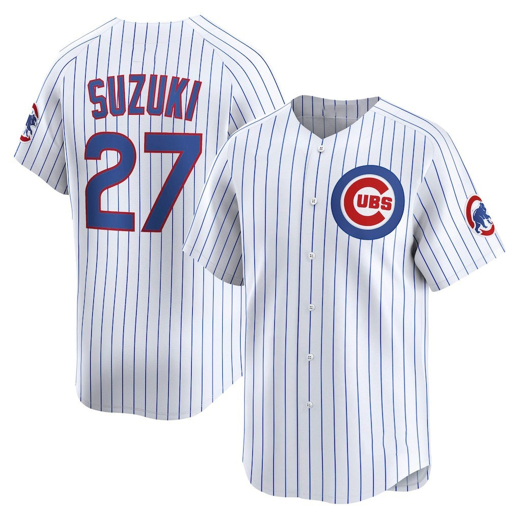 Chicago Cubs #27 Seiya Suzuki White Fedasgoge Home Limited Player Jersey
