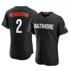 Baltimore Orioles #2 Gunnar Henderson Player Black Fedasgoge City Connect Limited Elite Home Game Stitched Jerseys
